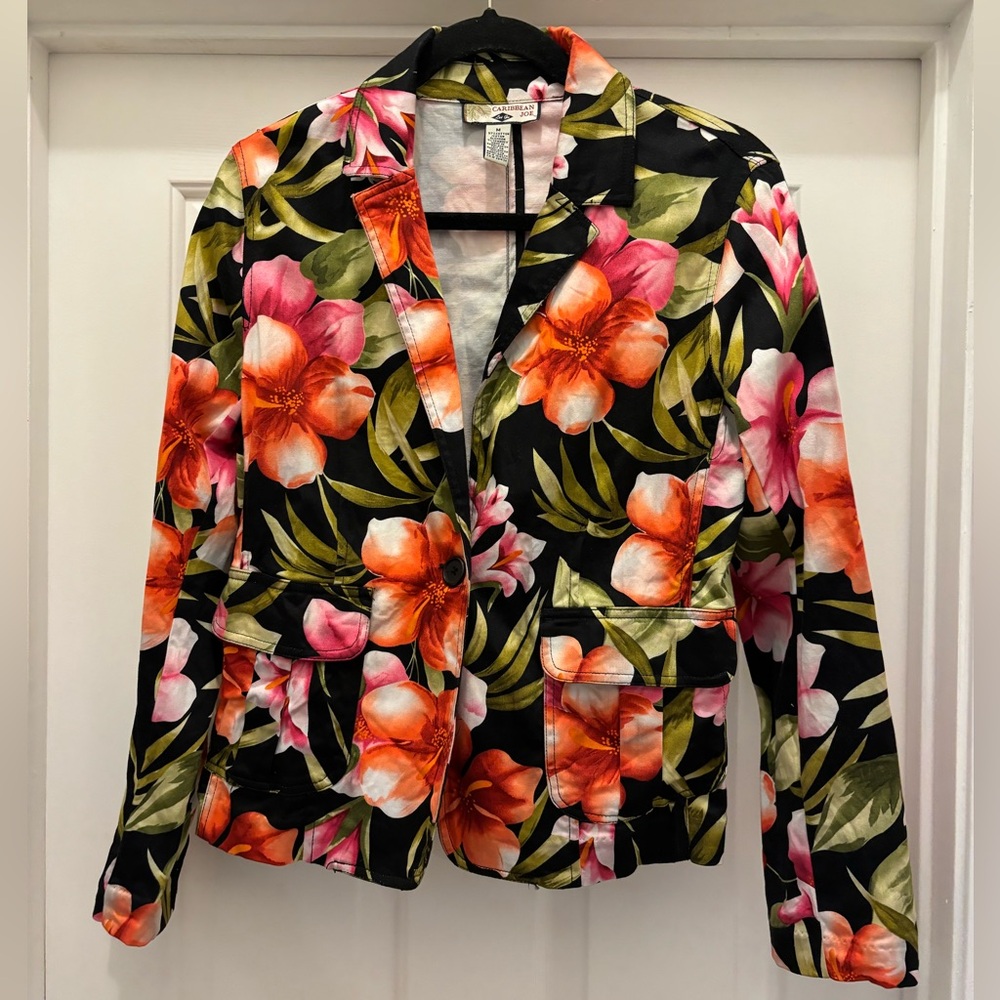 CARIBBEAN JOE | Floral Blazer Jacket Size Medium